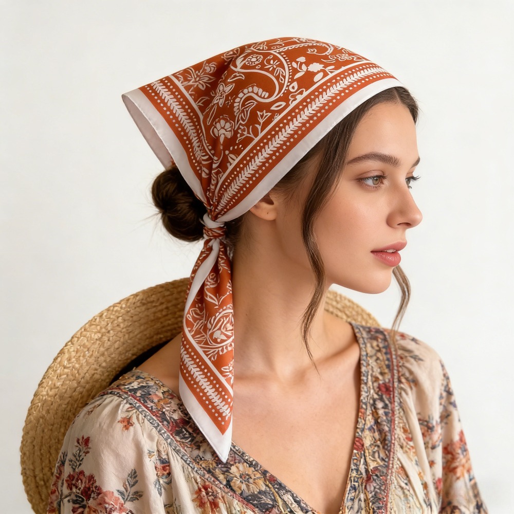 Silk Scarf Square - 1 szt. apaszka jedwabna w wzór