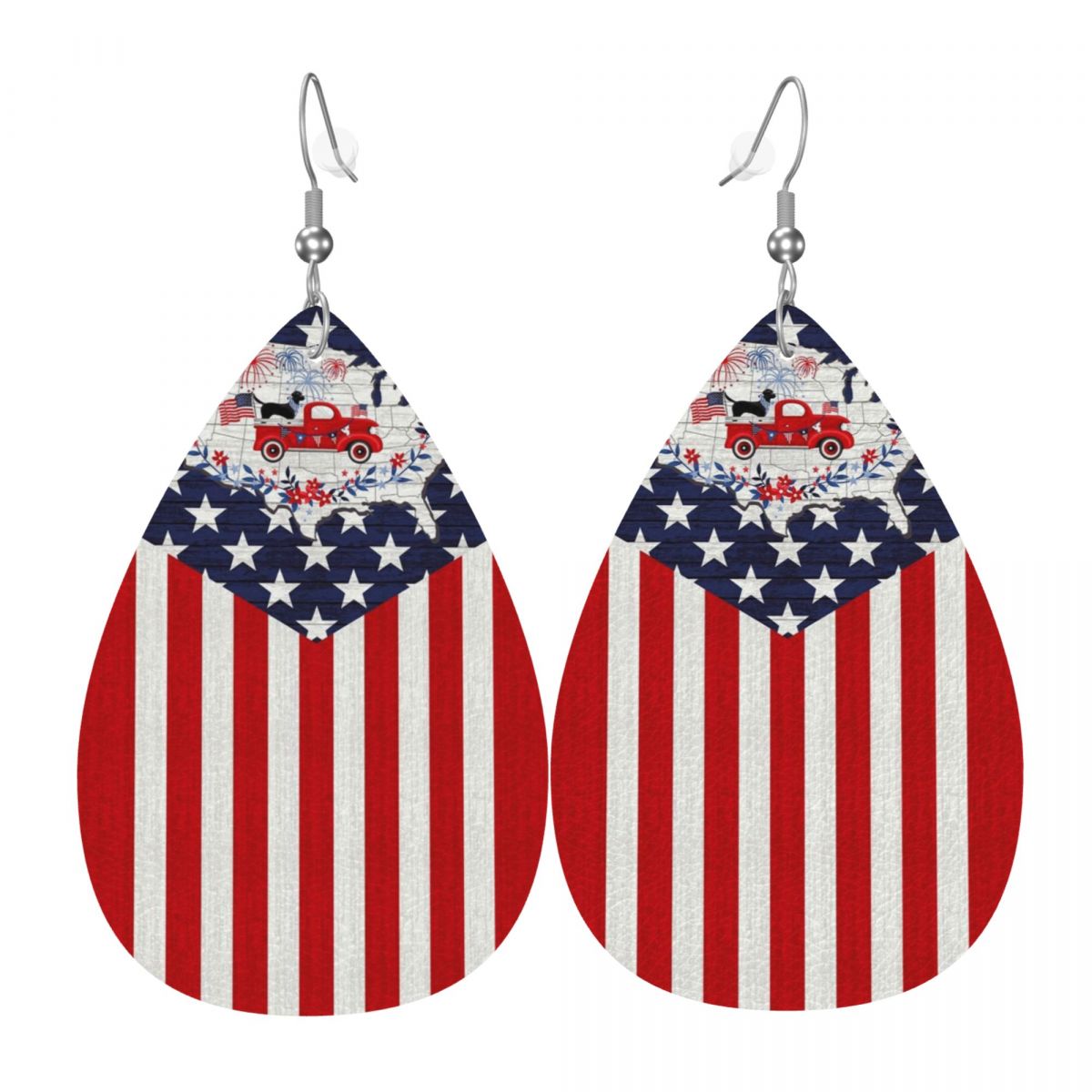 Women Accessories Usa - Kolczyki skórzane z motywem wieloflagowego panelu