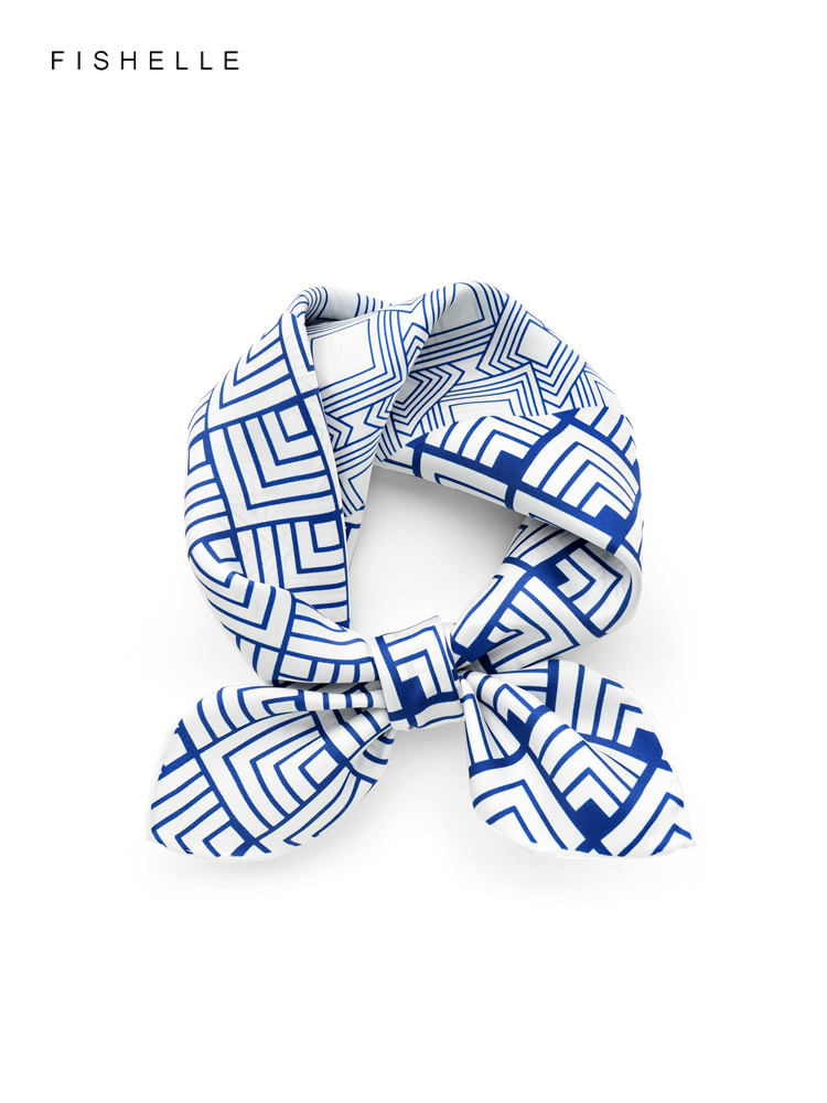 Silk Scarf Square - Chiński klasyczny niebieski biały porcelanowy naturalny