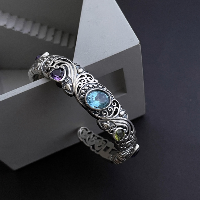 Resin Bangle Bracelet - Nowa bransoletka ze srebra próby 925