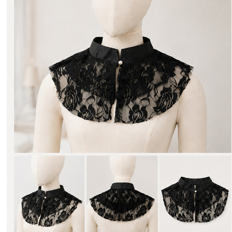 Women'S Accessories - Elegancki koronkowy kwiatowy szal z imitacją